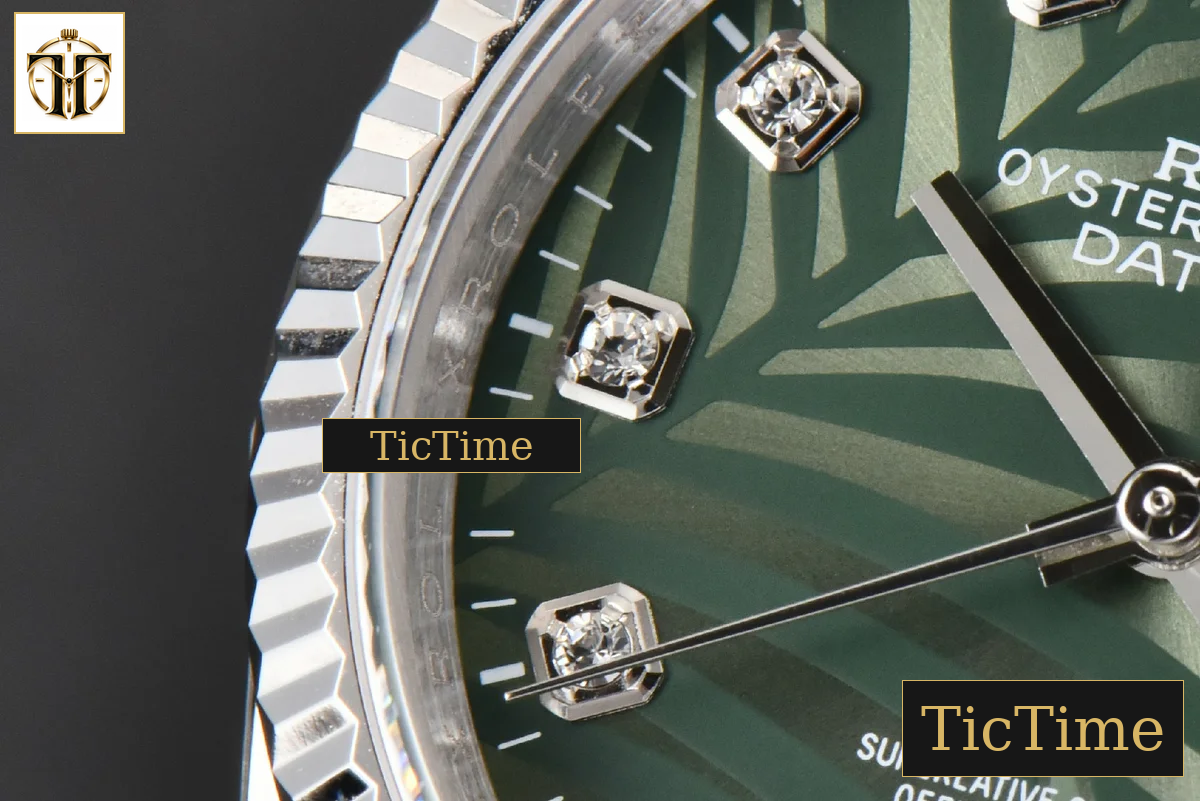 DateJust Fluted 36mm BPF Green Plam Dial Diamond Marker Jubilee Bracelet 3235 — foto 6