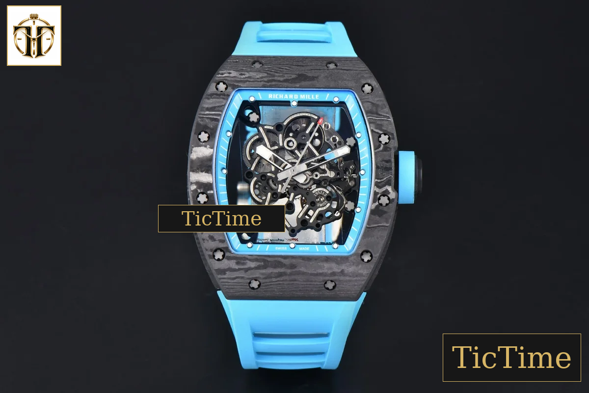 NTPT RM055 42.7mm APSF Blue Skeleton Dial Black Bezel Blue Crown Blue Rubber Strap RMUL2 — foto 2
