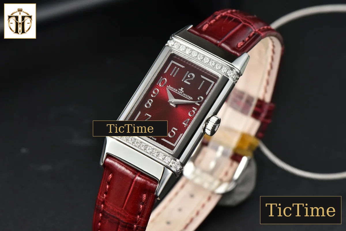 Reverso One 3288420 20mm IMF Diamond White Moissanite Red Leather Strap (wth CZ stones ) Swiss Quartz — foto 4