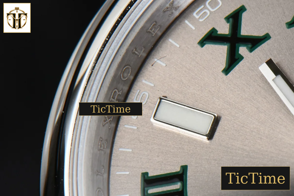 DateJust Smooth Wimbledon 36mm BPF Gray Dial Green Roma Marker Oyster Bracelet A2824 — foto 6