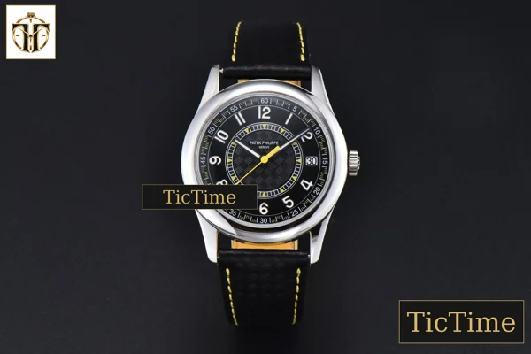 Foto frontal — Calatrava 6007G 40mm ZF Black Dial Yellow Hand Nylon Strap 9015