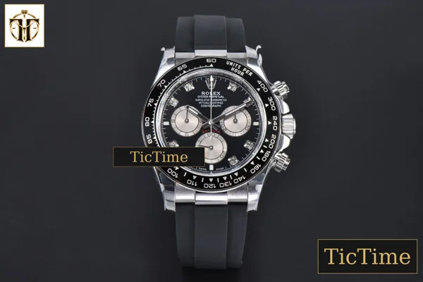 Foto frontal — Daytona 126519 40mm BPF SS Black Dial Sliver Subdial Diamond Marker Black Oysterflex Strap SH4131