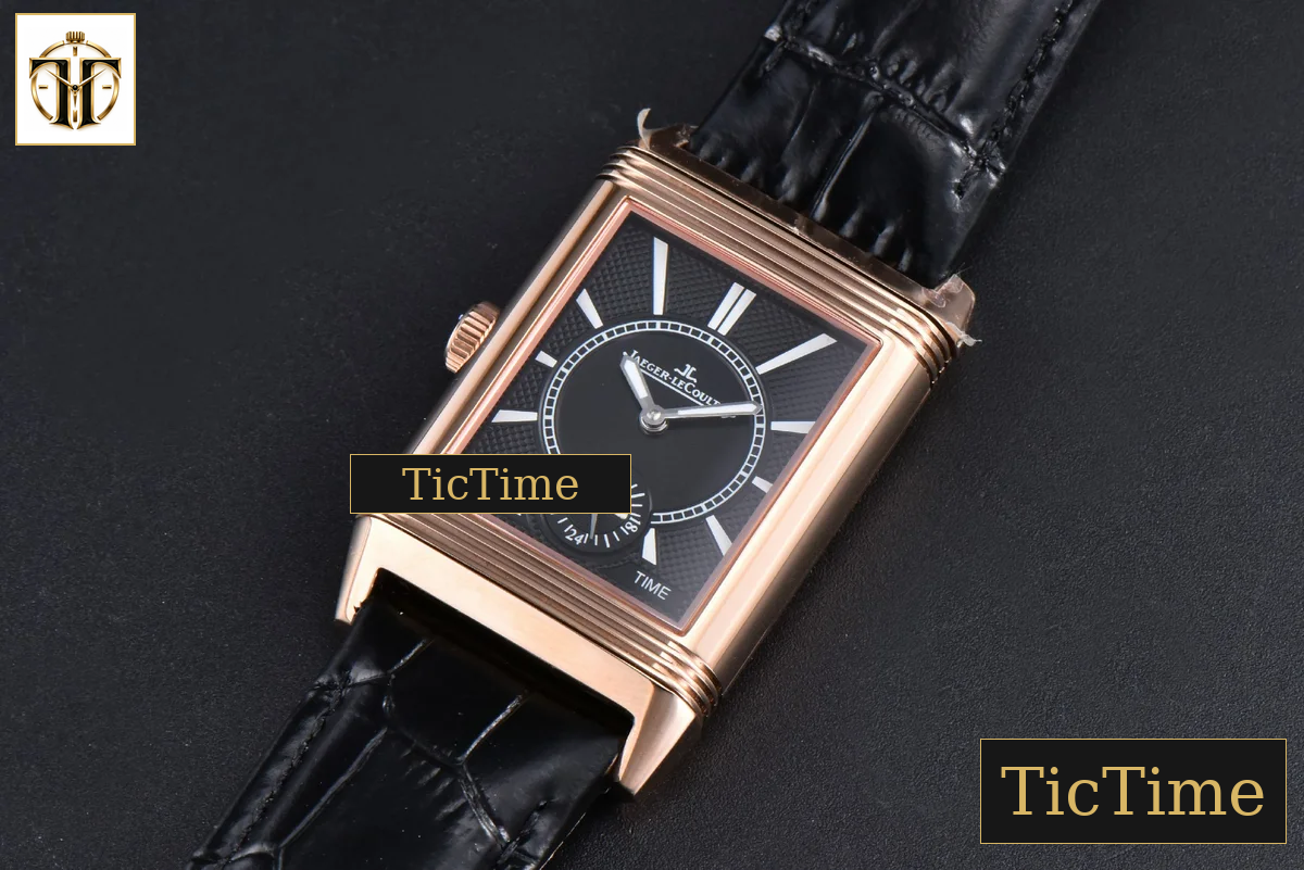 Master Reverso Tribute Small Seconds 30x47mm MGF RG White Square Dial Black Leather Strap A854A — foto 14