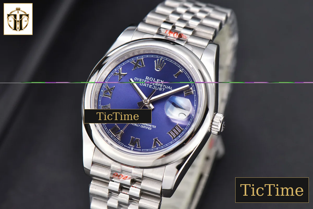 DateJust 36mm GMF SS Smooth Bezel Blue Dial Roma Marker Jubilee Bracelet VR3235 — foto 4