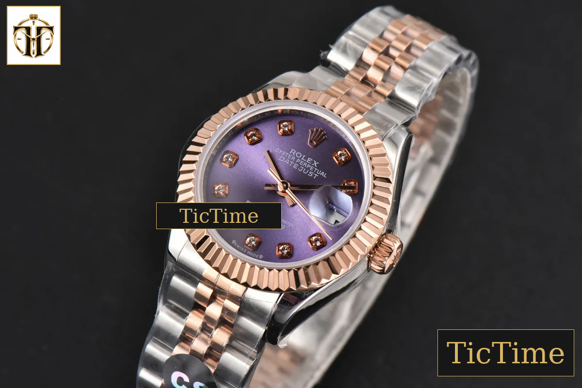 DateJust Ladies 28mm WF RG/SS Purple Dial Diamond Marker Jubilee Bracelet A2236 — foto 5