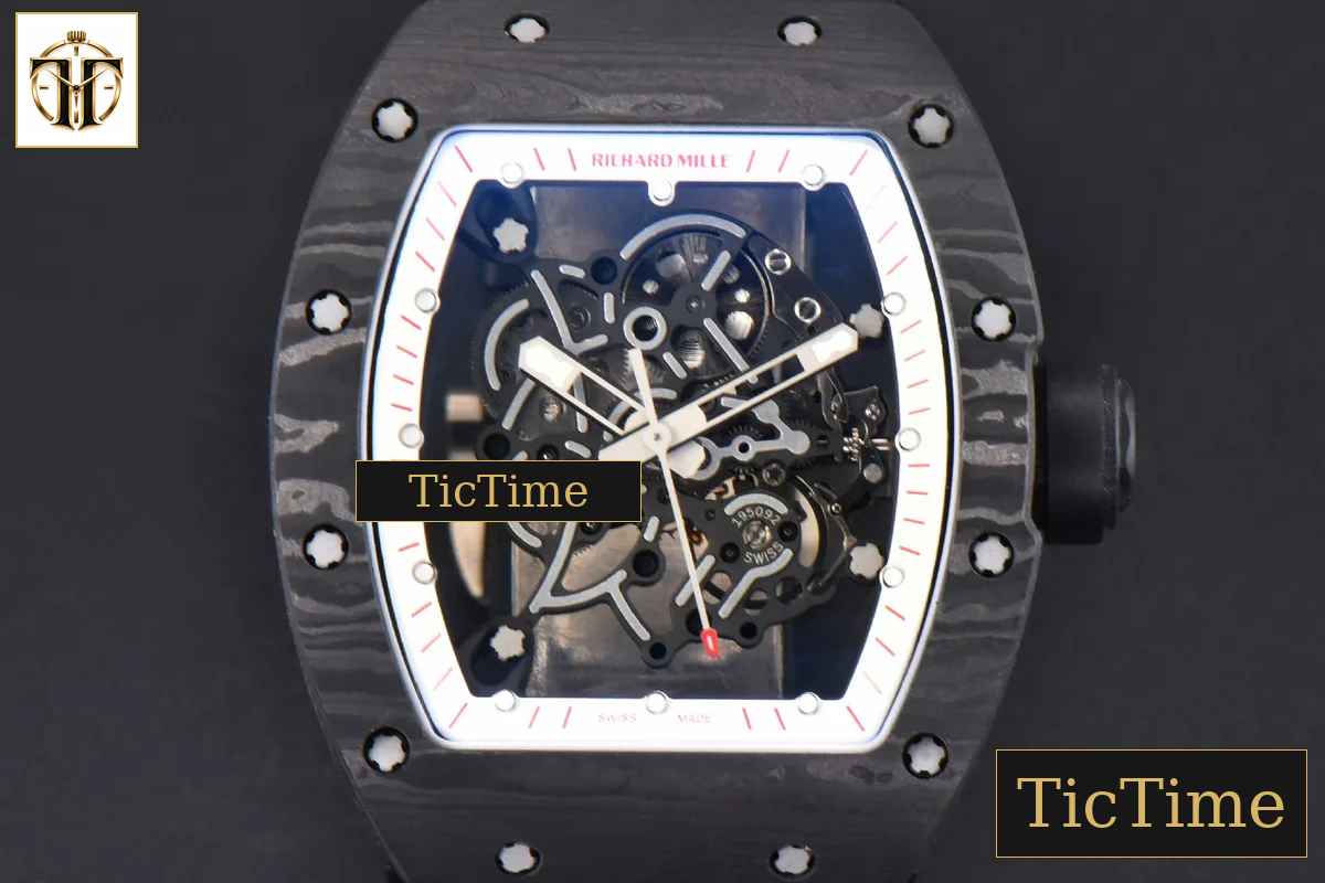 NTPT RM055 43mm ZF White/Red Bezel Black Crown Black Rubber Strap V6 RMUL2 — foto 2