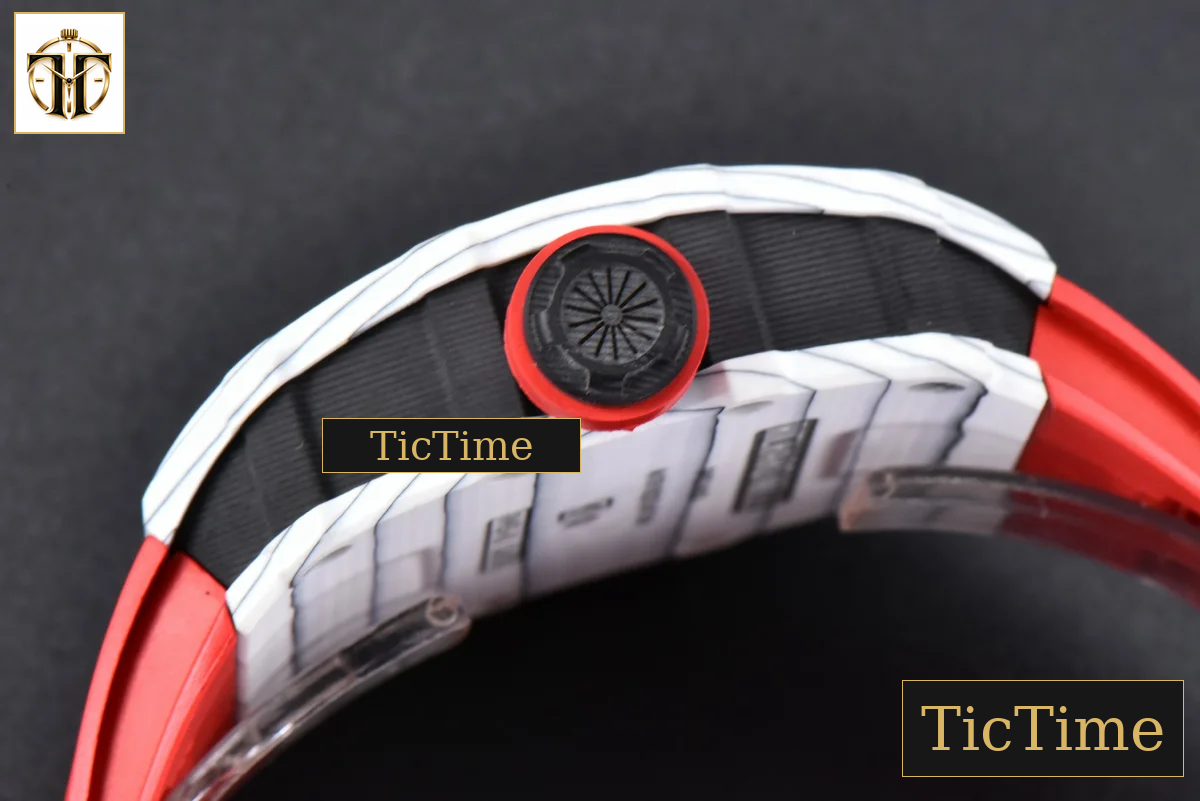 RM035-02 42mm T+F White Forged Carbon Black Skeleton Dial Red Crown Red Rubber Strap RMUL2 — foto 15