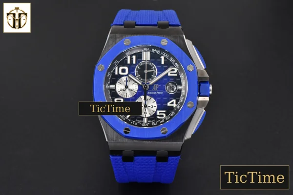 Foto frontal — Royal Oak Offshore 26405 44mm RSF Ceramic Blue Dial Silver Subdial Blue Rubber Strap A3126