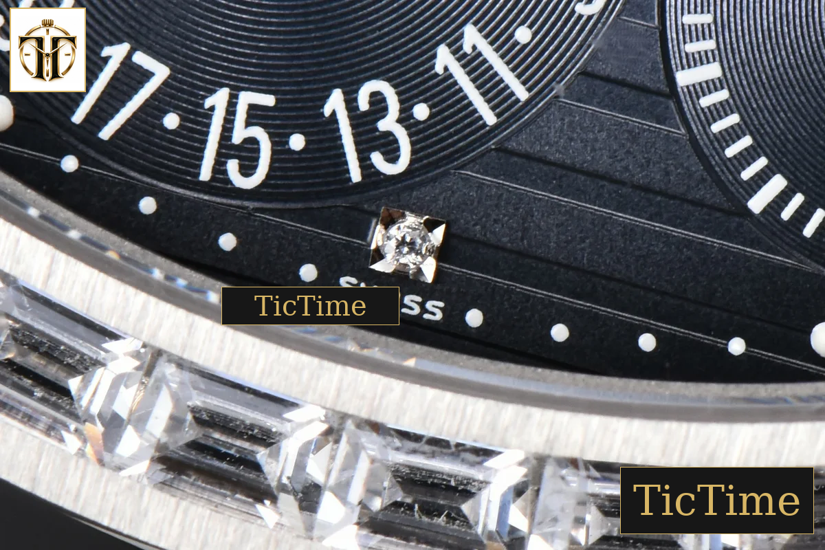 Nautilus 5712 40mm PPF Gray Diamond Bezel Blue Dial Diamond Marker Moonphase Black Leather Strap A240 — foto 9