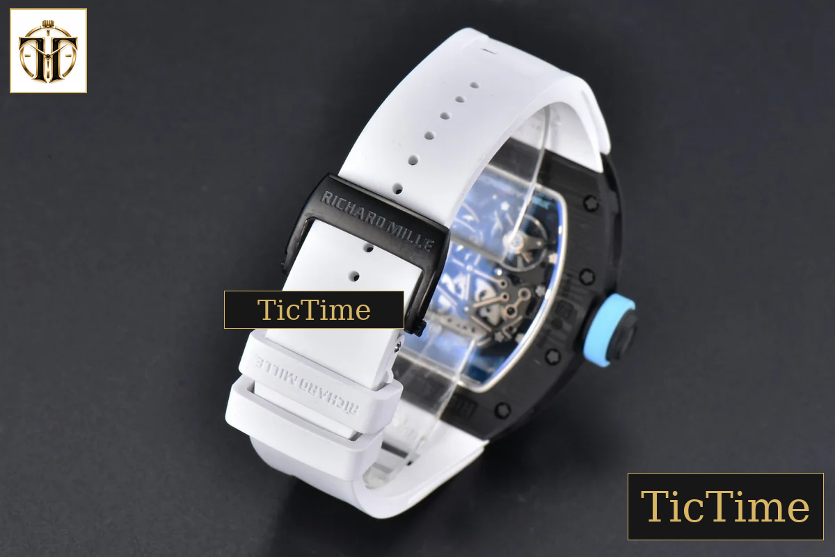NTPT RM055 42.7mm BBRF Blue Skeleton Dial White Rubber Strap RMUL2 — foto 32