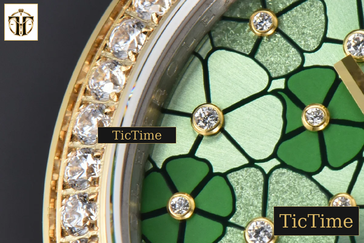 DateJust 904L 31mm GMF YG Diamond Bezel Green Flowers Dial Oyster Bracelet A2824 — foto 6