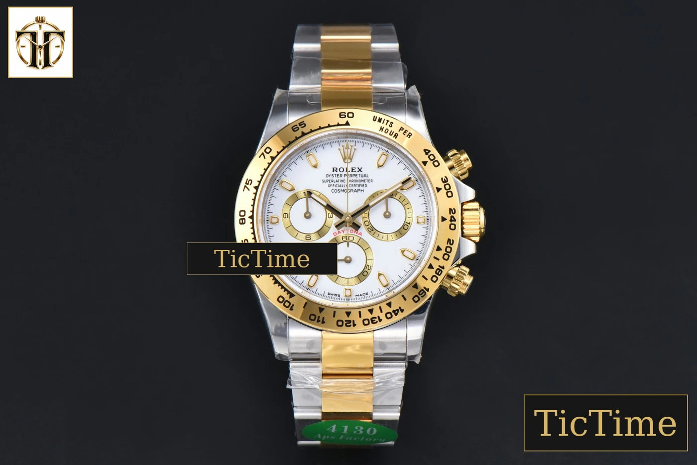 Vista frontal — Daytona 116503 APSF YG/SS White Dial Lume Marker YG/SS Bracelet SH4130