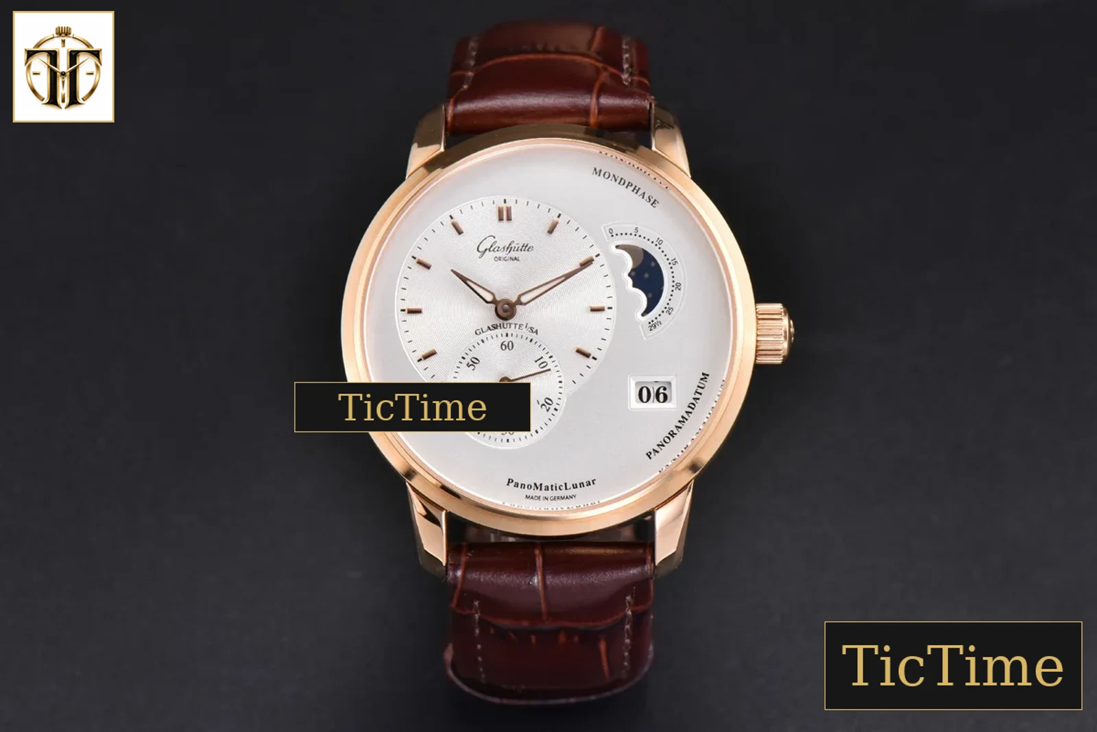 Panomatic Lunar 40mm APSF RG White Dial Brown Leather Strap A23J — foto 3