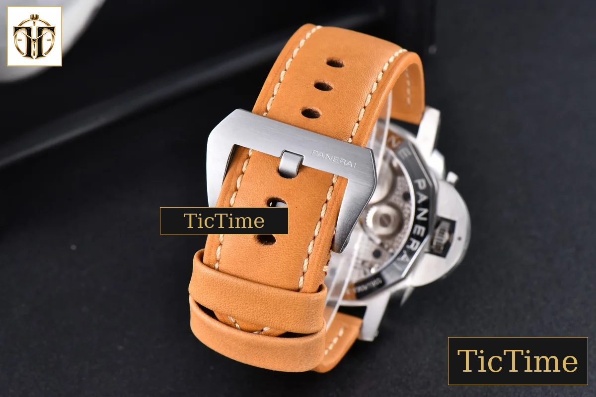E Luminor 1950 PAM127 47mm XF Black Dial Brown Leather Strap A6497 — foto 12