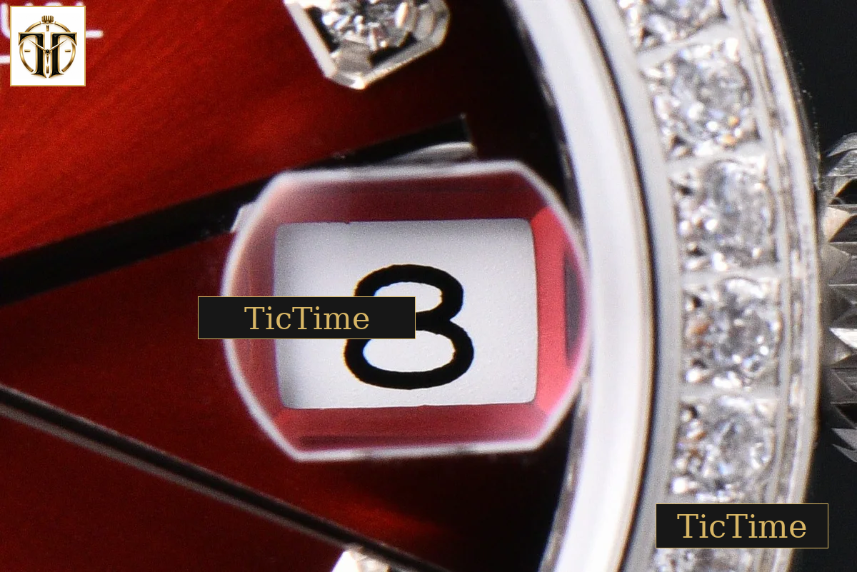 DateJust 904L 31mm GMF Diamond Bezel Red Dial Diamond Marker SS President Bracelet A2824 — foto 10