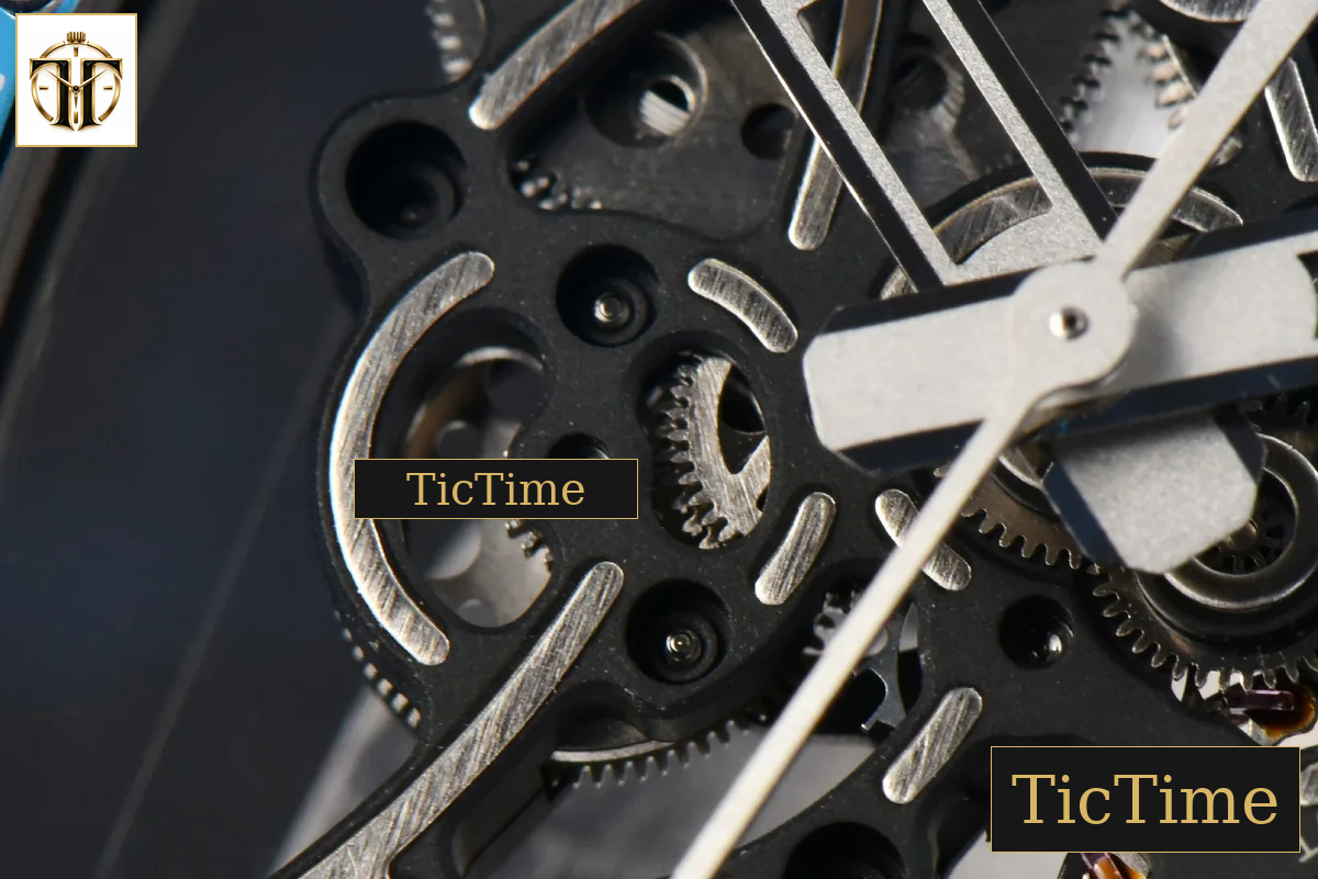 RM055 42.7mm APSF Blue Skeleton Dial Black Bezel Blue Crown White Rubber Strap RMUL2 — foto 8