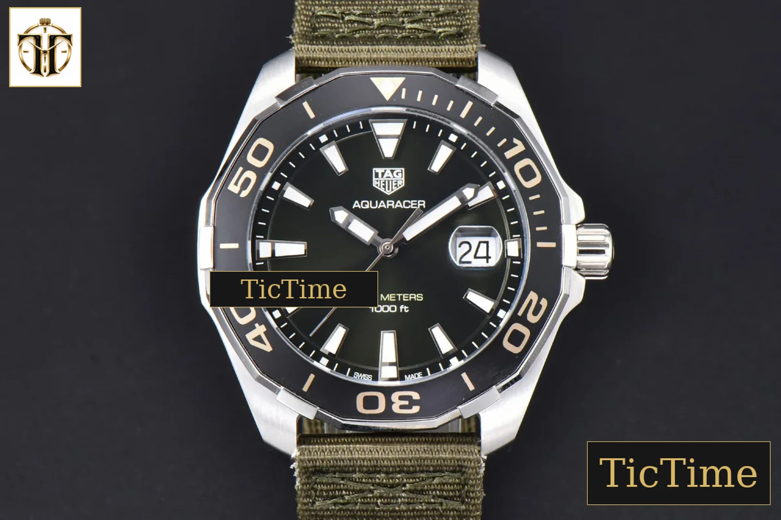 Aquaracer 300M 41mm OF Black Dial Green Nylon Strap SW200 — foto 2