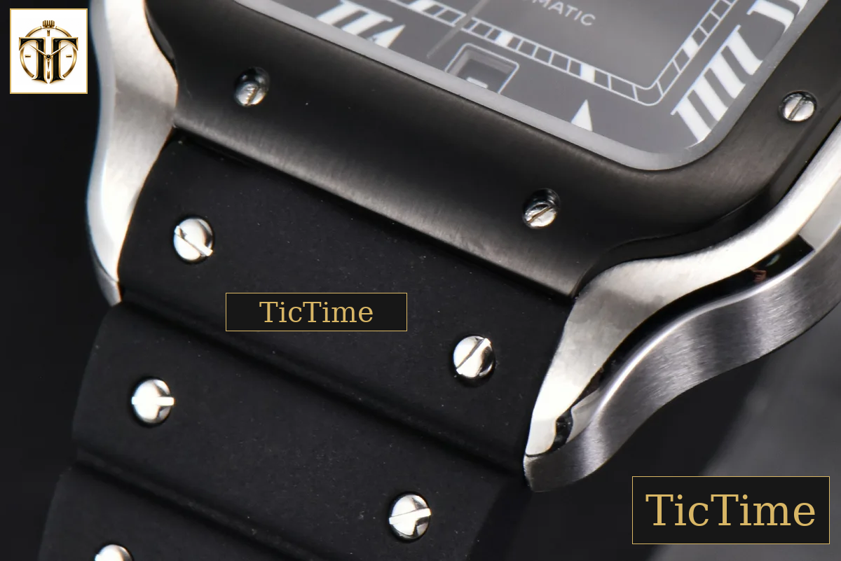 Santos Large 40mm GF Black Dial Black Rubber Strap Miyota 9015 — foto 9