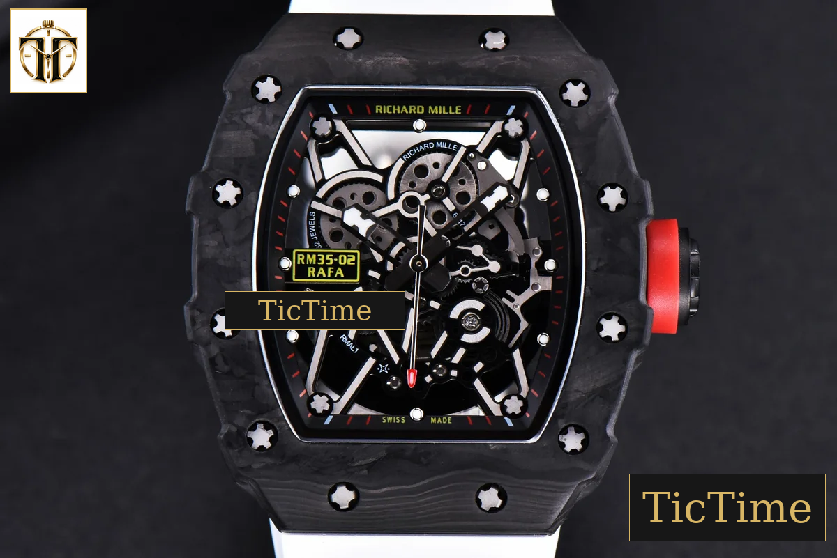 RM035-02 KVF Skeleton Dial Red White Rubber Strap V3 Miyota8215 — foto 2