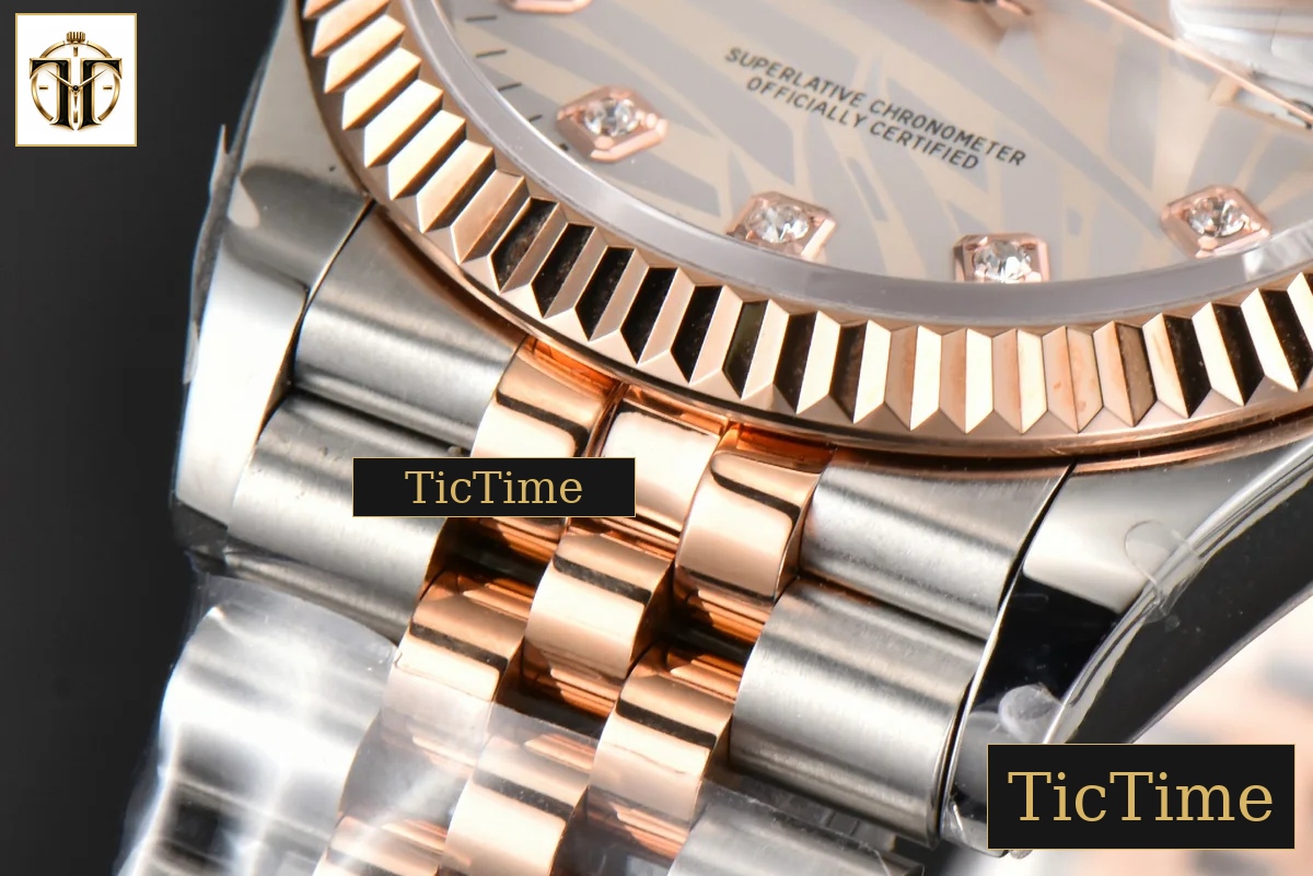 DateJust 36mm BPF RG/SS Fluted Silver Plam Dial Diamond Marker Jubilee Bracelet 2824 — foto 10