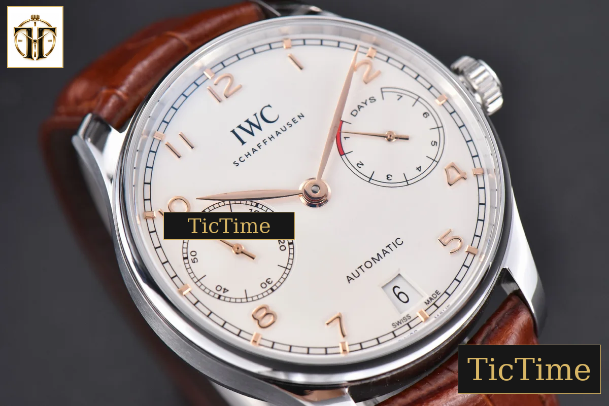 Portuguese PR IW500114 42mm ZF White Dial RG Marker Brown Leather Strap A51011 — foto 9