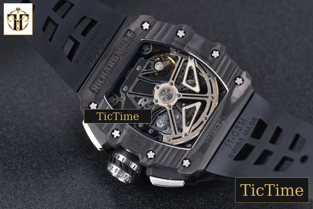 NTPT Chrono RM011 KVF Skeleton Dial Black Rubber Strap V2 A7750 — foto 16