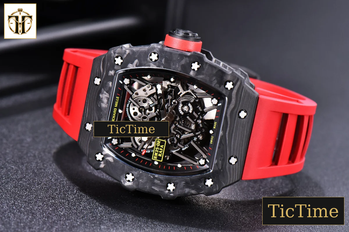 RM035-02 KVF Skeleton Dial Red Red Rubber Strap V3 Miyota8215 — foto 15