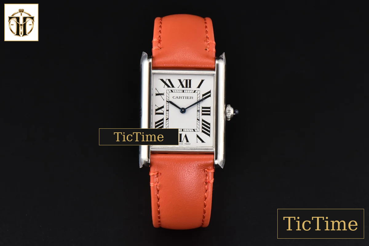 Tank Must Large 33.7×25.5mm K11F White Dial Orange Smooth Calf Strap Quartz — foto 3