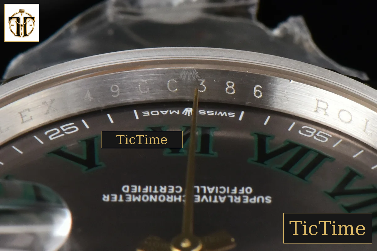 DateJust 36mm BPF YG/SS Wimbledom Gray Dial Green Roma Marker Oyster Bracelet 2824 — foto 12