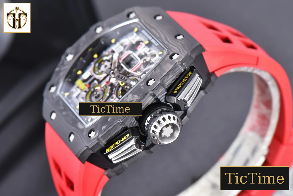 NTPT Chrono RM011 KVF Skeleton Dial Black Crown Red Rubber Strap V2 A7750 — foto 13