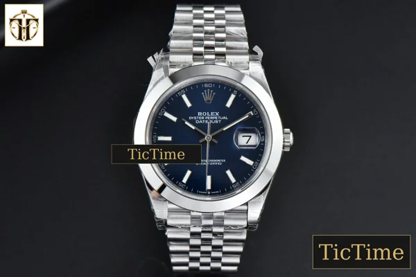 Foto frontal — DateJust Smooth Bezel 126300 41mm VSF Blue Dial Jubilee Bracelet VS3235
