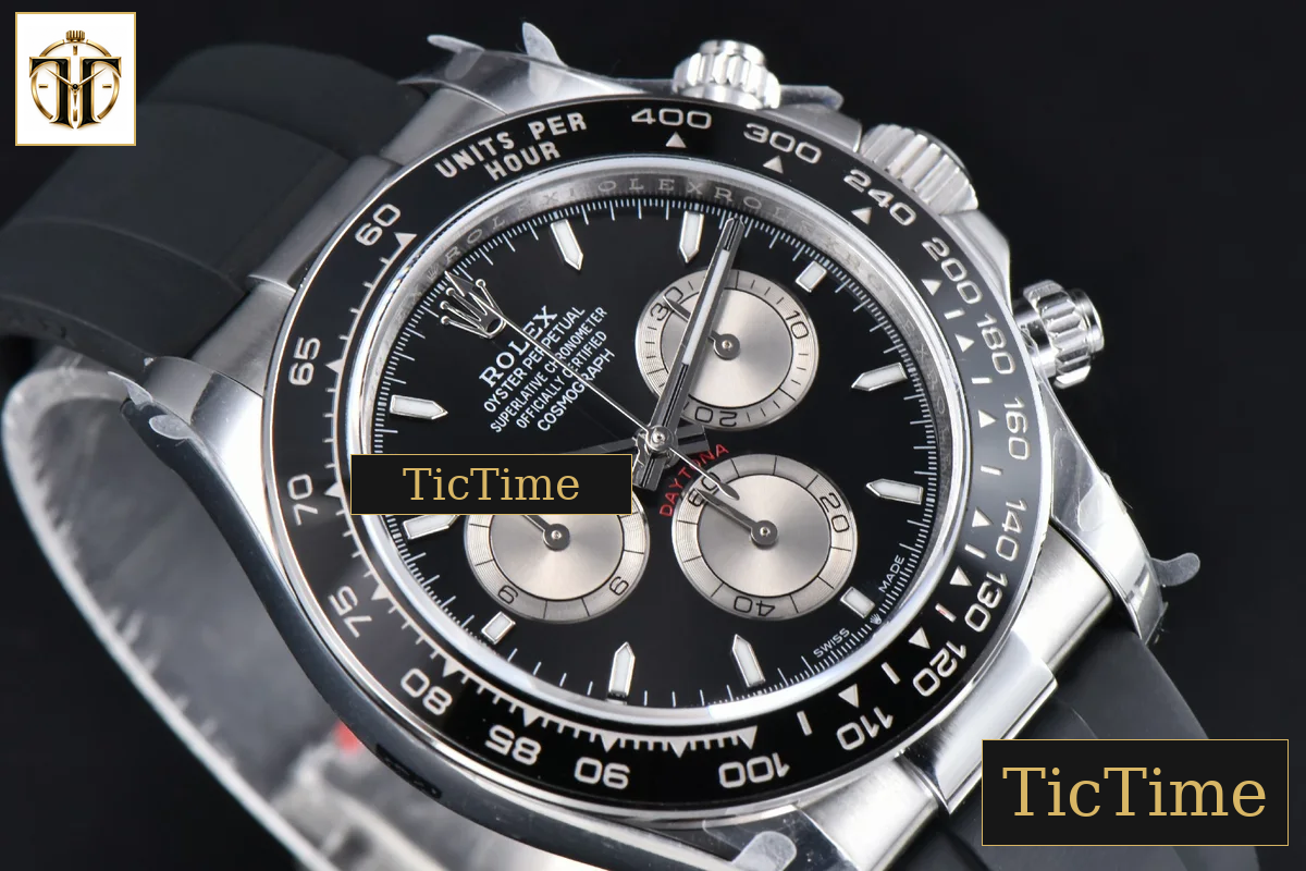 Daytona 126519 40mm BPF SS Black Dial Sliver Subdial Black Oysterflex Strap SH4131 — foto 12