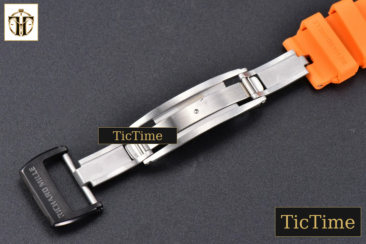 RM035-02 42mm T+F Black Forged Carbon Black Skeleton Dial Orange Crown Orange Rubber Strap RMUL2 — foto 25