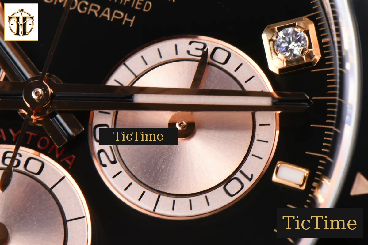 Daytona 126515 40mm Clean Factory RG Black Dial RG Subdial Diamond Marker Oysterflex Strap DD4131 — foto 8