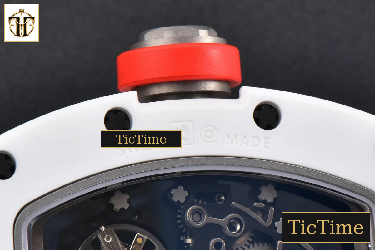 RM055 42.7mm BBRF White Ceramic Red Skeleton Dial White Rubber Strap RMUL2 — foto 20