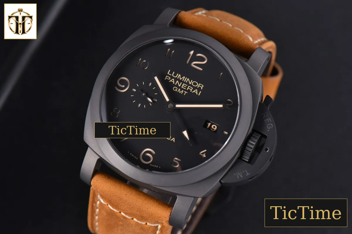 Luminor 1950 GMT PAM441 44mm VSF Ceramic 3 Days Black DIal Leather Strap P9001 — foto 4