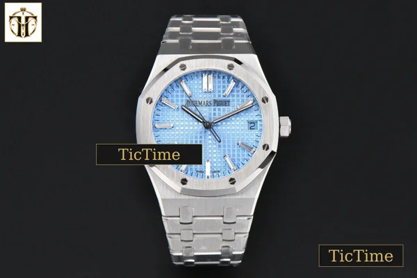 Foto frontal — Royal Oak ’50th Anniversary’ 15510 41mm ZF Ice Blue Dial Diamond Marker SS Bracelet SA4302