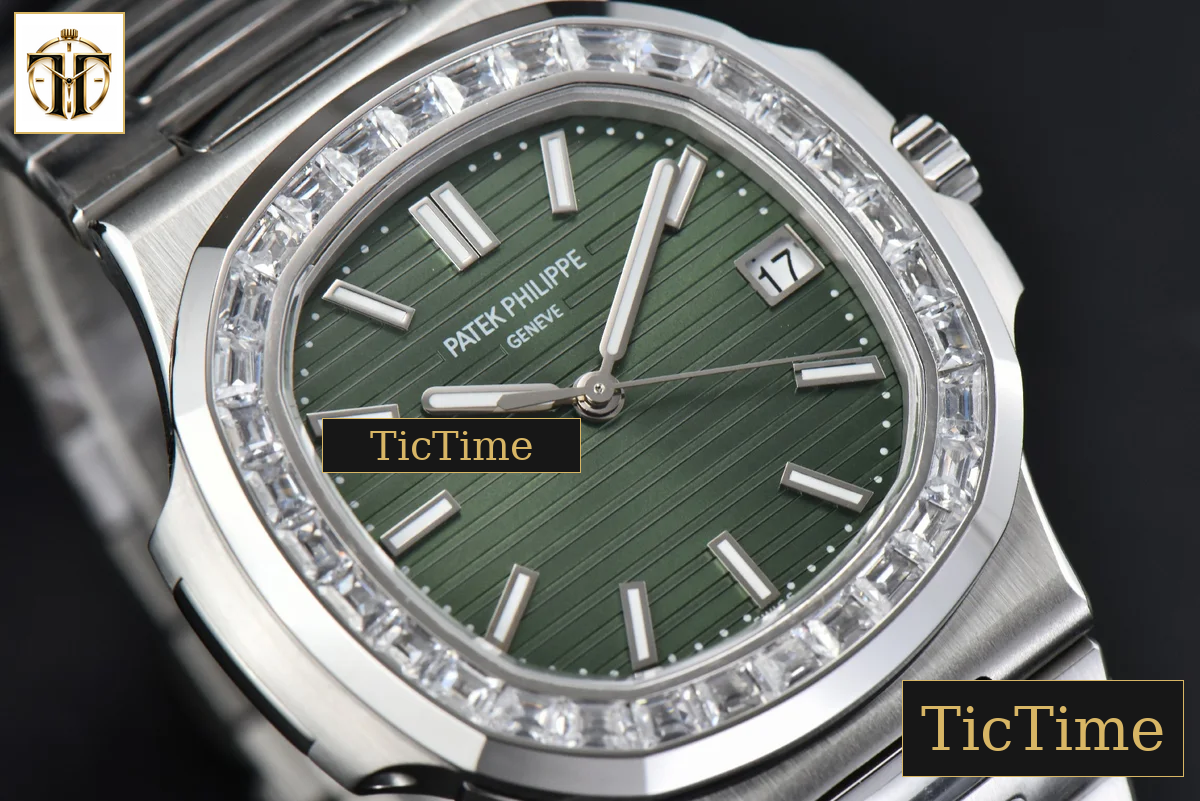 Nautilus 5711 40mm 3KF Diamond Bezel Green Dial SS Bracelet A324SC — foto 10