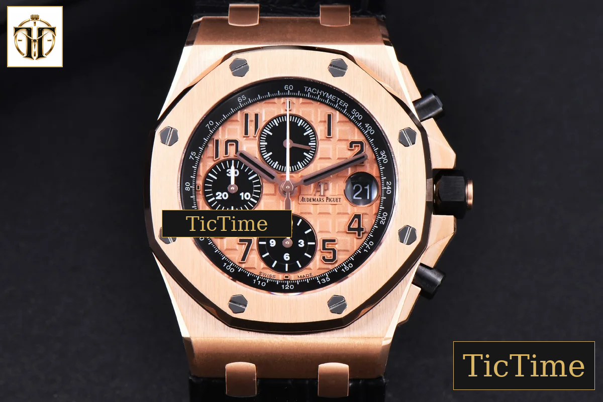 Royal Oak Offshore 26470OR 44mm JF RG YG Dial Black Subdial Black Leather Strap A3126 — foto 2