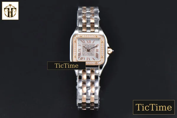Foto frontal — Panthère 22mm AF SS/RG White Diamond Dial Diamond Bezel SS/RG Bracelet Ronda Quartz