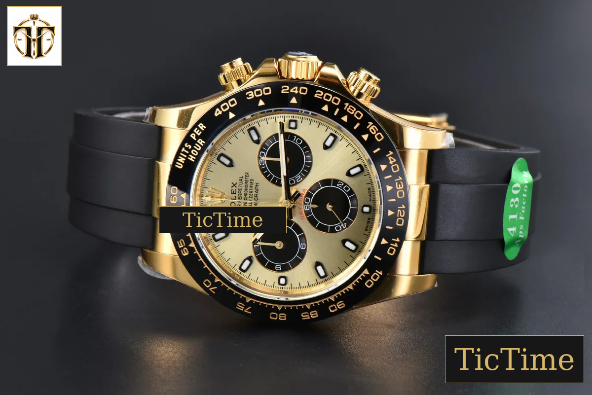 Daytona 116518 40mm APSF YG YG/Black Dial Ceramic Bezel Lume Marker Oysterflex Strap Tungsten Version SH4130 — foto 16