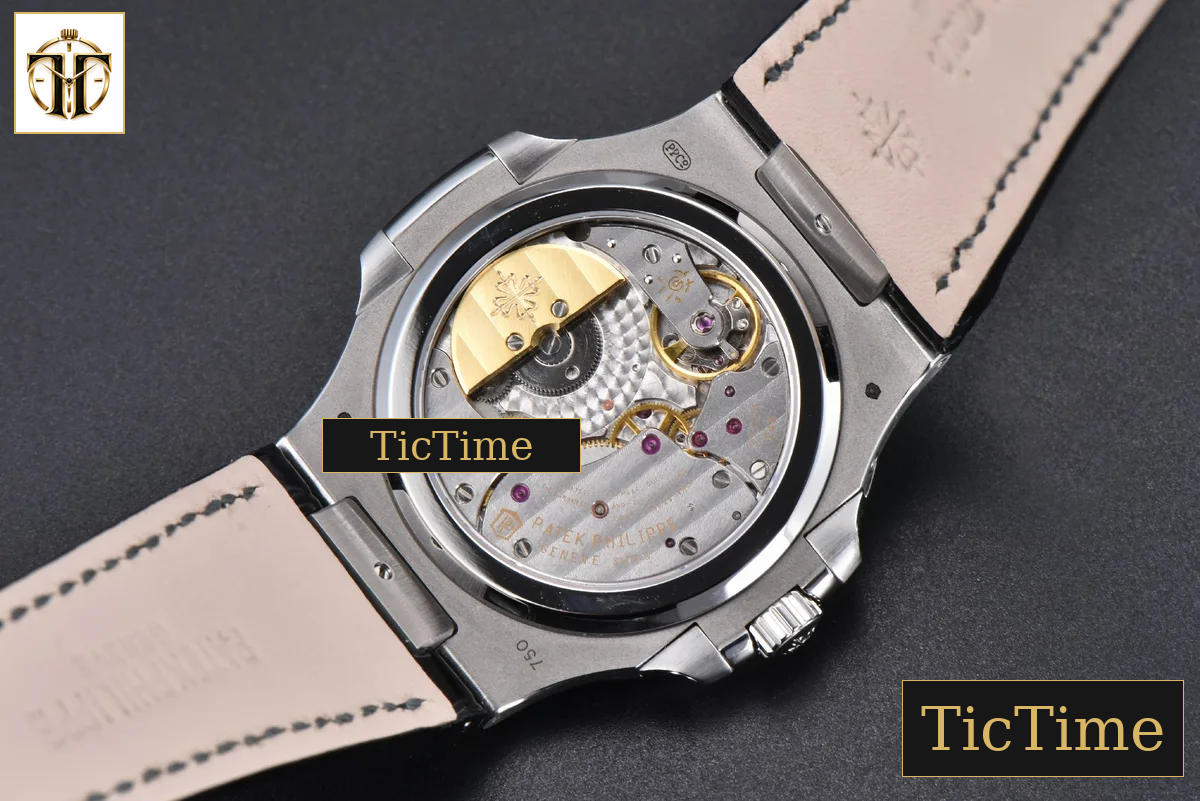 Nautilus 5712 40mm PPF Gray Diamond Bezel Blue Dial Diamond Marker Moonphase Black Leather Strap V3 A240 — foto 17