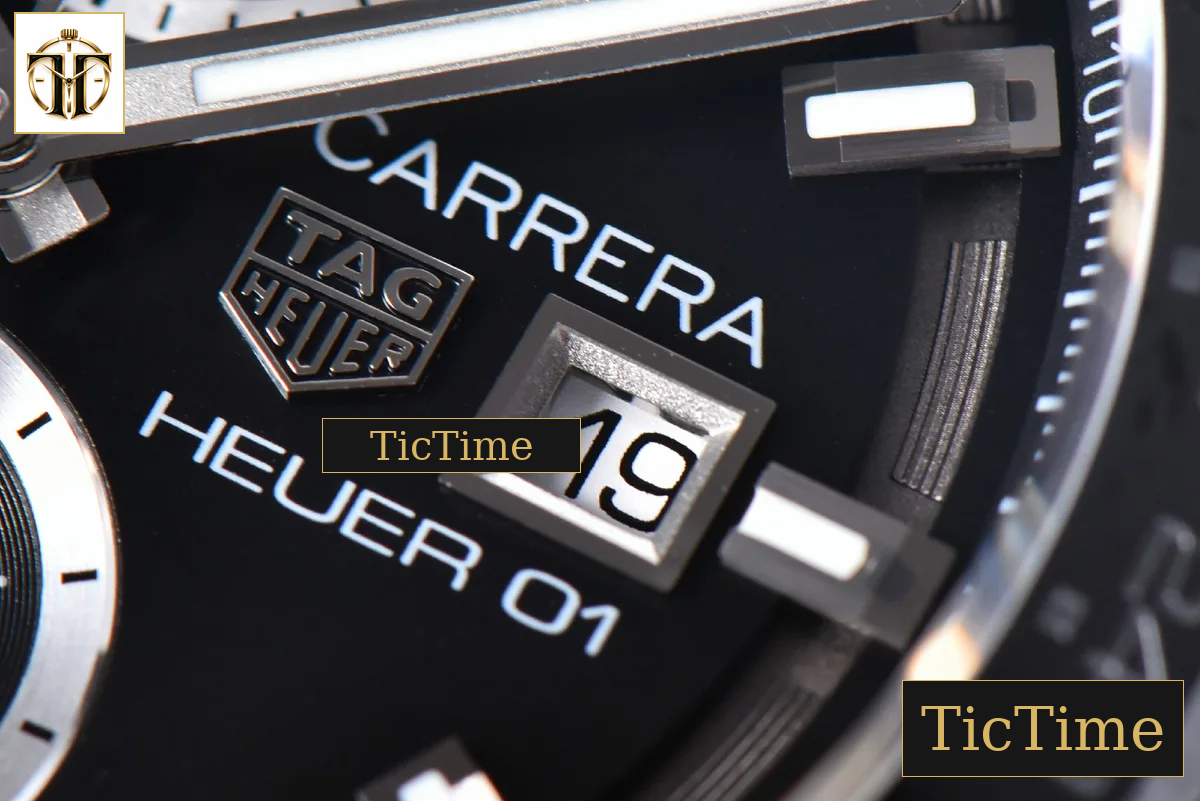 Calibre Heuer 01 Chrono 45mm XF PVD Skeleton Black Dial Black Rubber Strap A1887 — foto 9