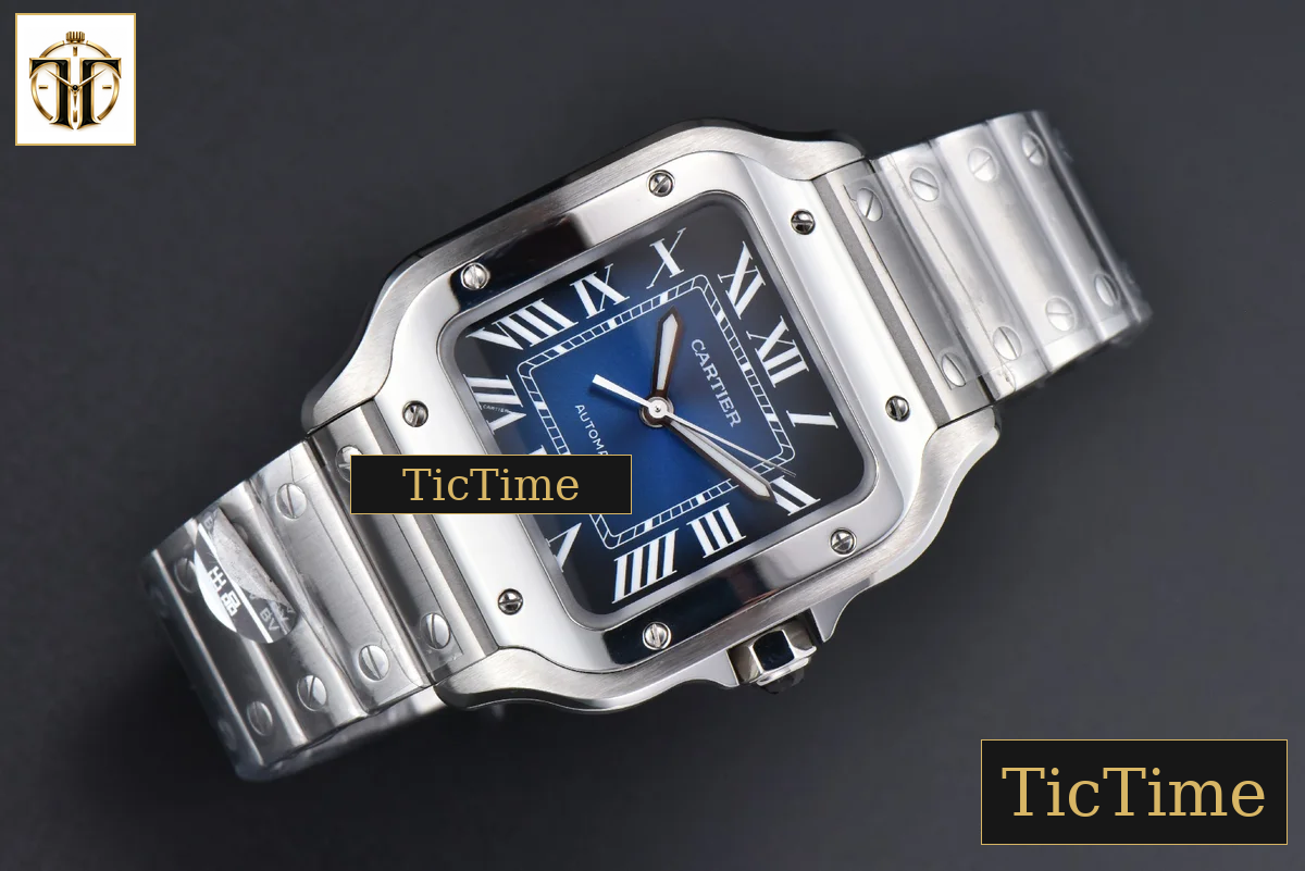 Santos de Cartier Medium 35mm BVF SS Blue Dial SS Bracelet Miyota 9039 — foto 4