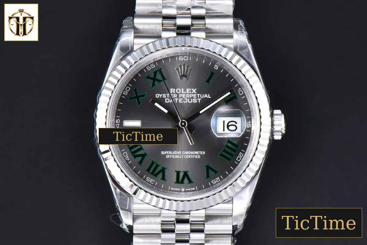 DateJust Wimbledon 126234 36mm VSF Gray Dial Green Marker Jubilee Bracelet VS3235 — foto 38