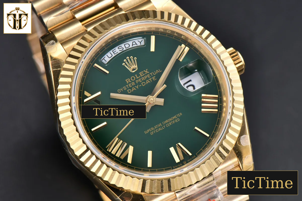 DayDate 40mm GMF YG Green Dial Roma Marker President Bracelet A2836 — foto 13