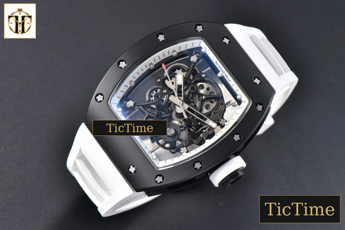RM055 42.7mm BBRF Black NTPT White Skeleton Dial White Rubber Strap RMUL2 — foto 4