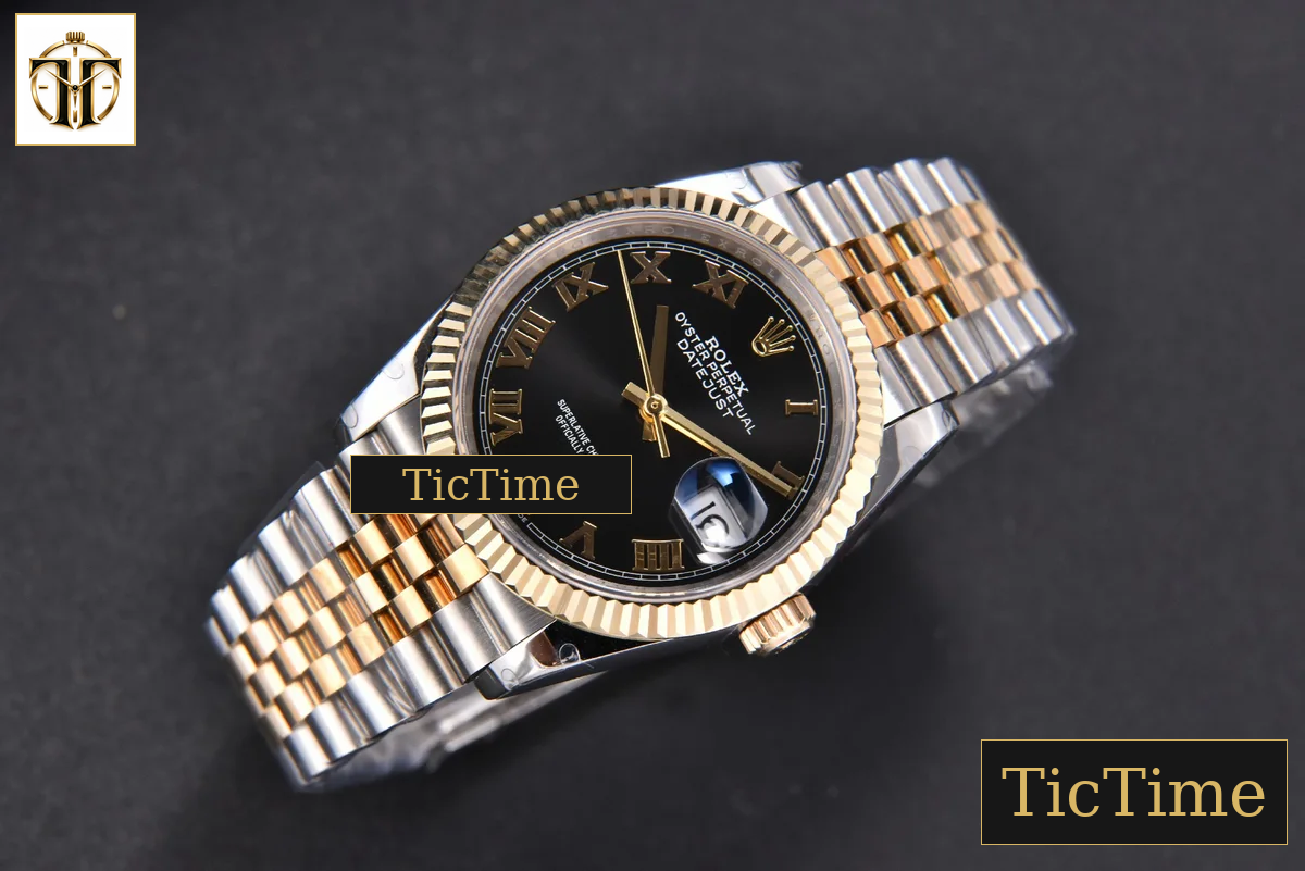 DateJust 904L 36mm GMF YG/SS Fluted Bezel Black Dial Roma Marker Jubilee Bracelet VR3235 — foto 3