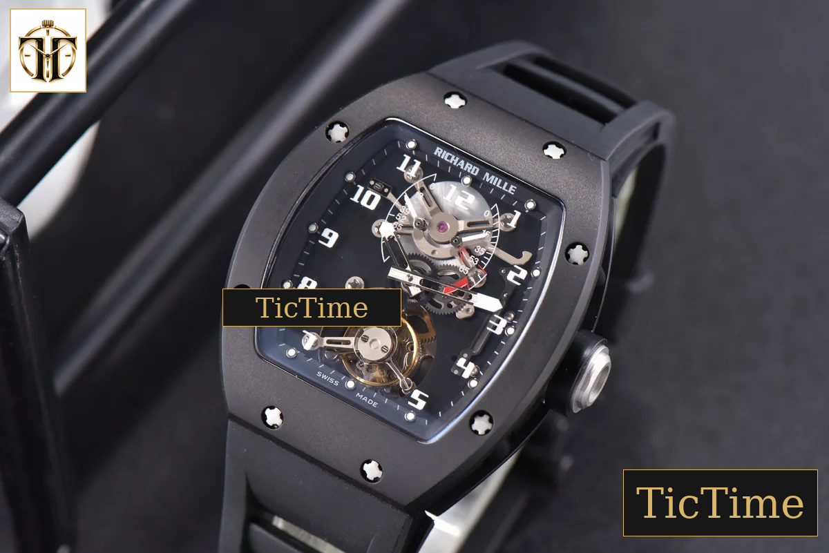 Tourbillon RM001 47mm JBF PVD Black Skeleton Dial Black Rubber Strap — foto 4