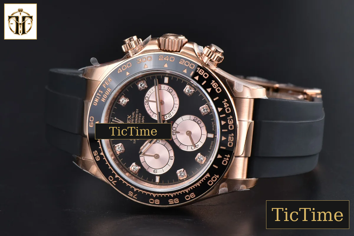 Daytona 126515 40mm BPF RG Black Bezel Black Dial RG Subdial Diamond Marker Black Oysterflex Strap SH4131 — foto 16